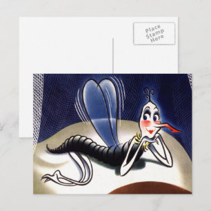 Carte Postale Moustique Vintage Madame Paludisme