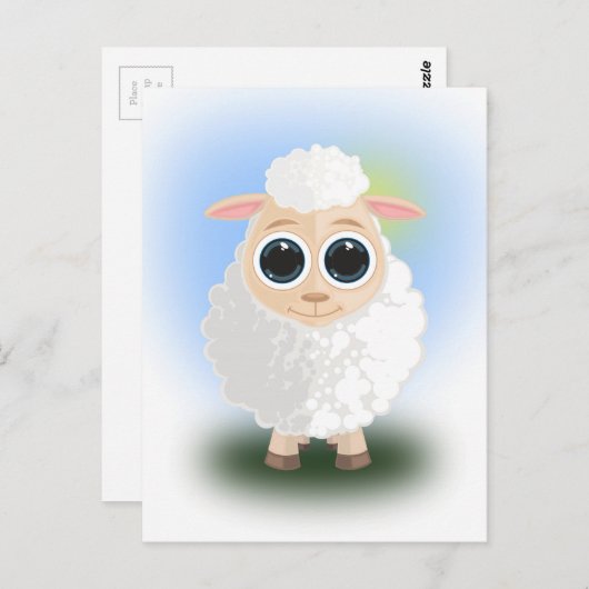 Carte Postale Mouton blanc (Devant / Derrière)