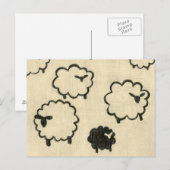 Carte Postale Mouton blanc et noir sur Arrière - plan crème (Devant / Derrière)