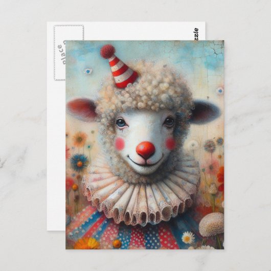 Carte Postale Mouton Clown (Devant / Derrière)