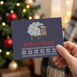 Carte Postale Mouton de Noël Baa Humbug