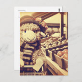 Carte Postale Mouton de shopping adorable (Devant / Derrière)