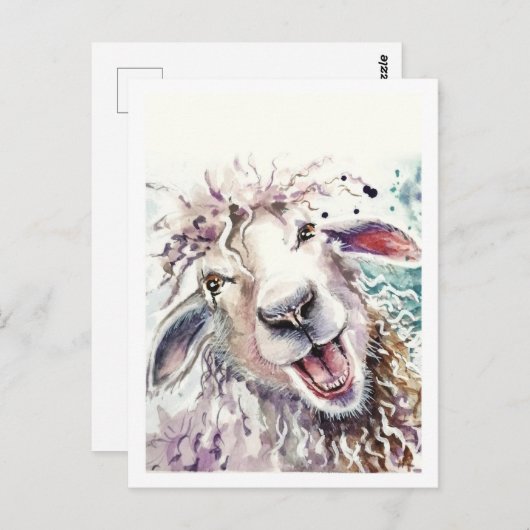 Carte Postale Mouton heureux (Devant / Derrière)