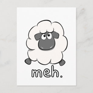 Carte Postale Mouton meh dessin animé