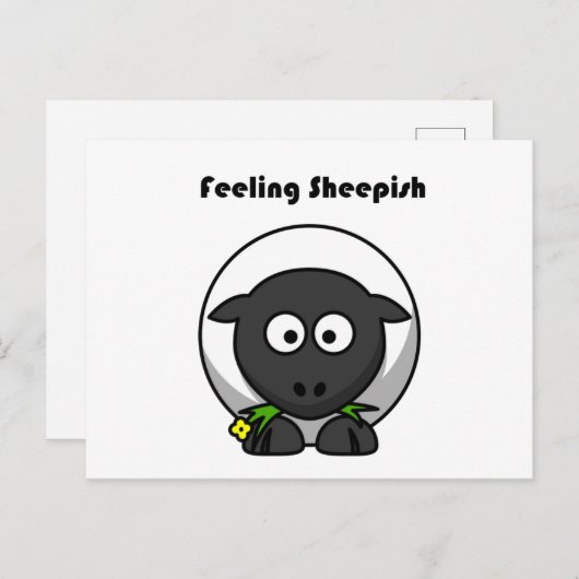 Carte Postale Mouton penaud Dessin animé de mouton mignon avec u (Devant / Derrière)