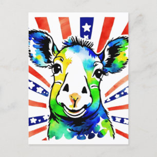 Carte Postale Moutons colorés aquarelle drôles