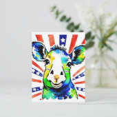 Carte Postale Moutons colorés aquarelle drôles (Debout devant)