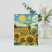 Carte Postale Moutons dans le champ de tournesol Faux Van Gogh (Debout devant)