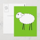 Carte Postale Moutons sur Arrière - plan vert. (Devant / Derrière)