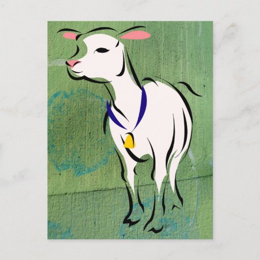 Carte Postale Moutons sur fond de médias mixtes (Devant)