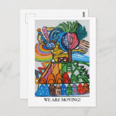 Carte Postale MOUVEMENT FAIRE-PART Maisons colorées Aquarelle (Devant / Derrière)