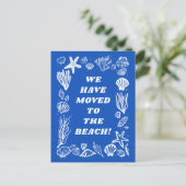 Carte Postale MOVING ANNOUNCEMENT ADDRESS Blue Seashells Beach (Debout devant)