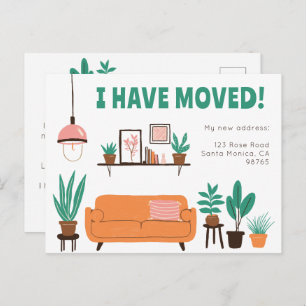 Carte Postale Moving Faire-part Adresse Cute Living Room Canapé