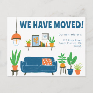Carte Postale Moving Faire-part Adresse Cute Living Room Canapé