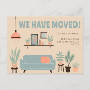 Carte Postale Moving Faire-part Adresse Cute Living Room Canapé