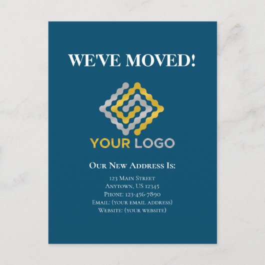 Carte postale Moving Faire-part Blue Business Logo (Devant)