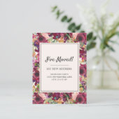 Carte Postale Moving Faire-part Bourgogne Blush Rose Floral (Debout devant)