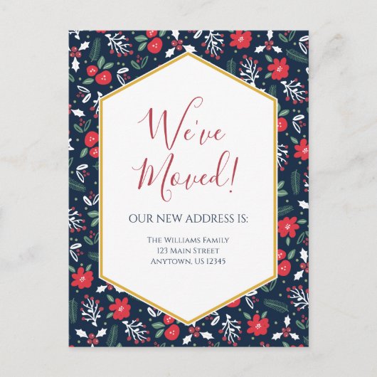 Carte postale Moving Faire-part Christmas Florals (Devant)