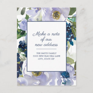 Carte Postale Moving Faire-part Dusty Blue Aquarelle Floral