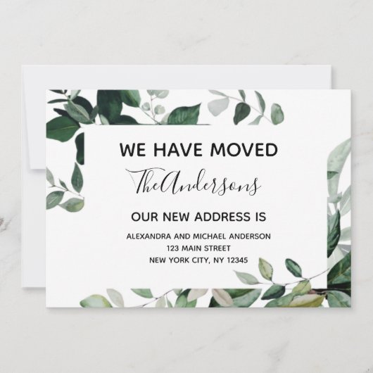 Carte postale Moving Faire-part Eucalyptus Greener (Devant)