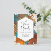 Carte Postale Moving Faire-part Gold Blue Marble Ink Moderne (Debout devant)