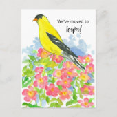 Carte Postale Moving Faire-part Iowa Goldfinch Prairie Roses (Devant)