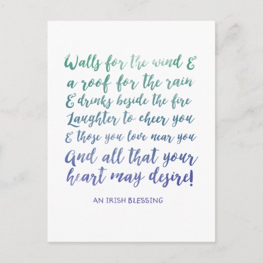 Carte postale Moving Faire-part Irish Blessing (Devant)