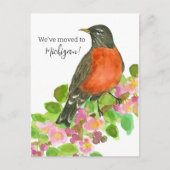 Carte Postale Moving Faire-part Michigan Robin Apple Blossom (Devant)
