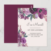 Carte Postale Moving Faire-part Purple Aquarelle Florale Crème (Devant / Derrière)