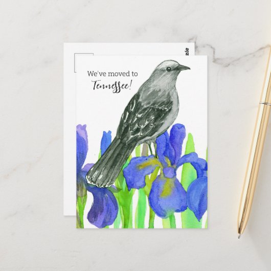 Carte Postale Moving Faire-part Tennessee Mockingbird Iris (Devant/Arrière en situation)