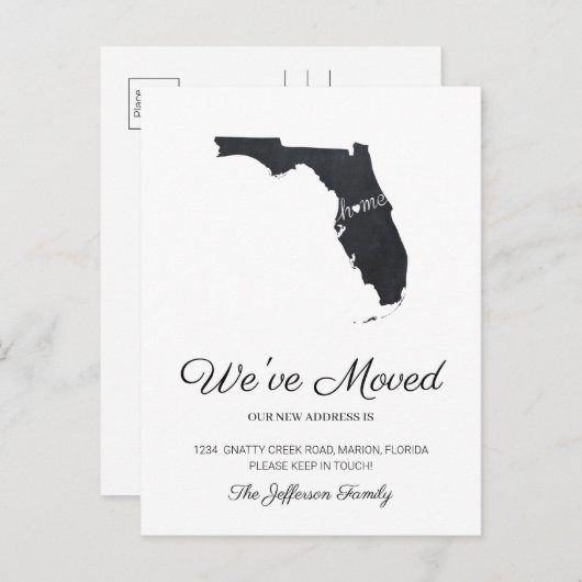 Carte postale Moving Florida Chalkboard State Map (Devant / Derrière)