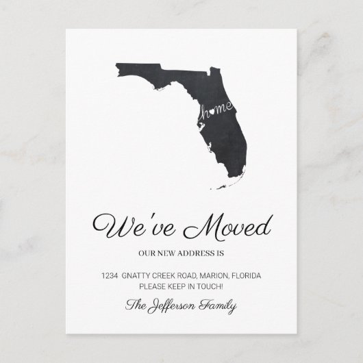 Carte postale Moving Florida Chalkboard State Map (Devant)
