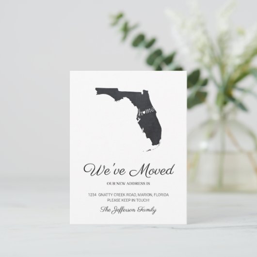 Carte postale Moving Florida Chalkboard State Map (Debout devant)