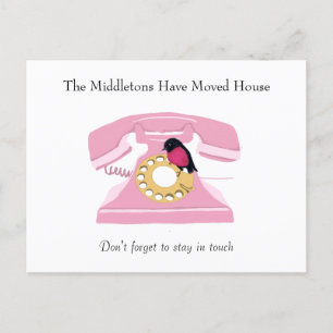 Carte Postale Moving House Téléphone Fun Rose