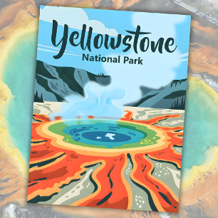 Carte Postale Moyenne Gras Rétro Yellowstone Rainbow Hot Spring