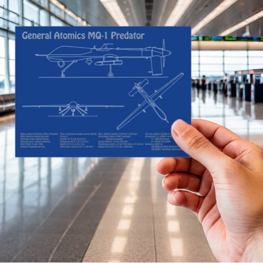Carte Postale MQ-1 Predator UAV- Plan d'avion AD