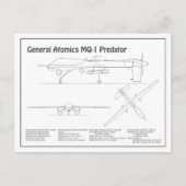 Carte Postale MQ-1 Predator UAV- Plan d'avion BD (Devant)