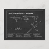 Carte Postale MQ-1 Predator UAV - Plan directeur de l'avion PD (Devant)