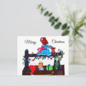 CARTE POSTALE MS. LA SOURIS FAIT UN CHAPEAU SANTA (Debout devant)