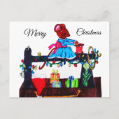 CARTE POSTALE MS. LA SOURIS FAIT UN CHAPEAU SANTA (Devant)