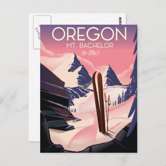 Carte Postale Mt. Bachelor Oregon Affiche de voyage (Devant / Derrière)