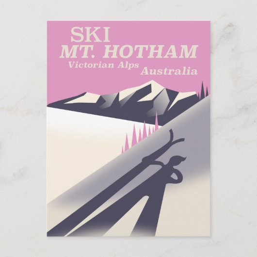 Carte Postale Mt. Hotham, affiche de ski des Alpes victoriennes. (Devant)
