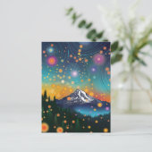 Carte Postale Mt Rainier w Soirée Starry Sky et Fireflies (Debout devant)
