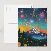 Carte Postale Mt Rainier w Soirée Starry Sky et Fireflies (Devant / Derrière)