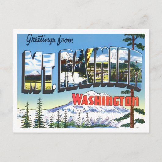 Carte Postale Mt. Rainier, Washington Vintage Big Letters (Devant)