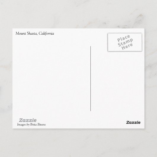 Carte Postale Mt. Shasta, CA (Dos)