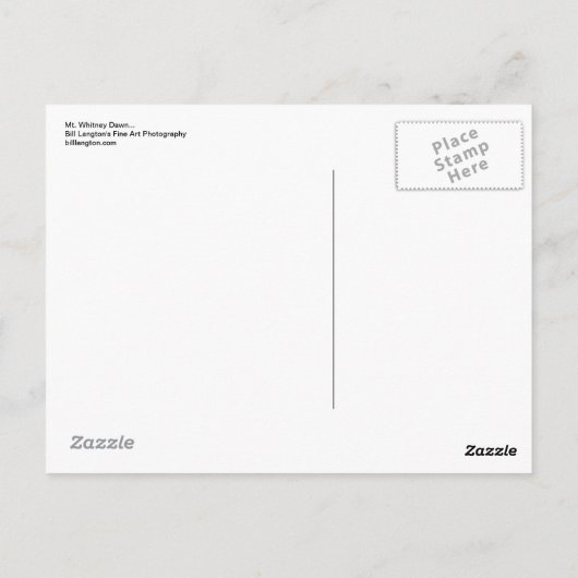 Carte Postale Mt. Whitney à Dawn... (Dos)