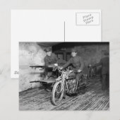 Carte Postale MTD de moto militaire, années 1910 (Devant / Derrière)