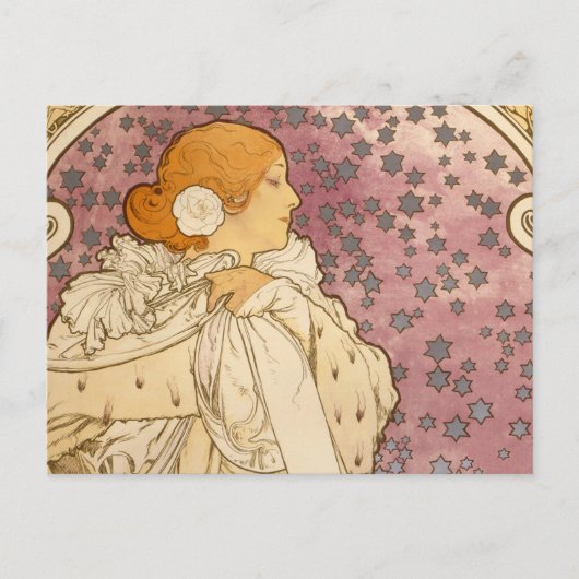 Carte Postale Mucha Art nouveau femme beauté (Devant)