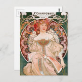 Carte Postale Mucha Art Nouveau vintage (Devant / Derrière)